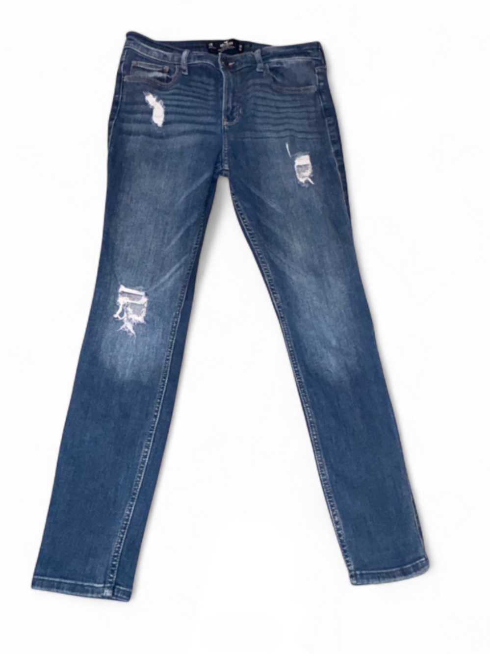 Hollister Women's Slim Distressed Jeans - Dark Blue
